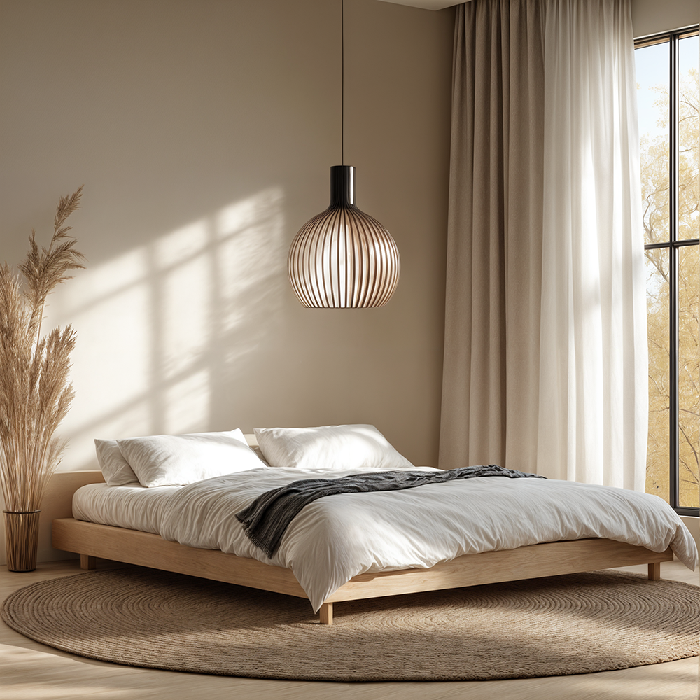 Nordic Wood Cage Pendant Light with Adjustable Cord