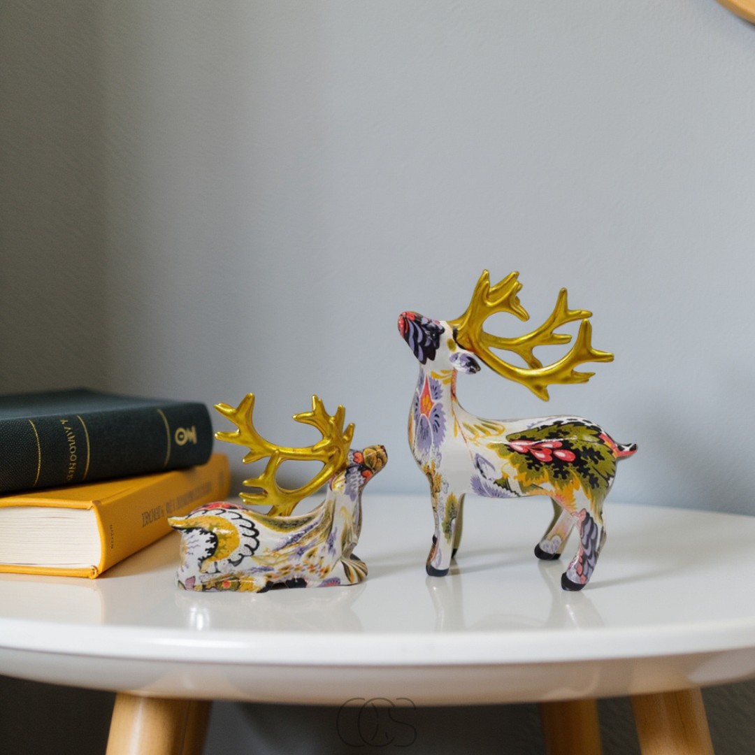 Anakre - Abstract Deer Sculpture - Decorative Table Sculpture in Resin