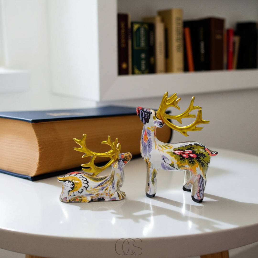 Anakre - Abstract Deer Sculpture - Decorative Table Sculpture in Resin