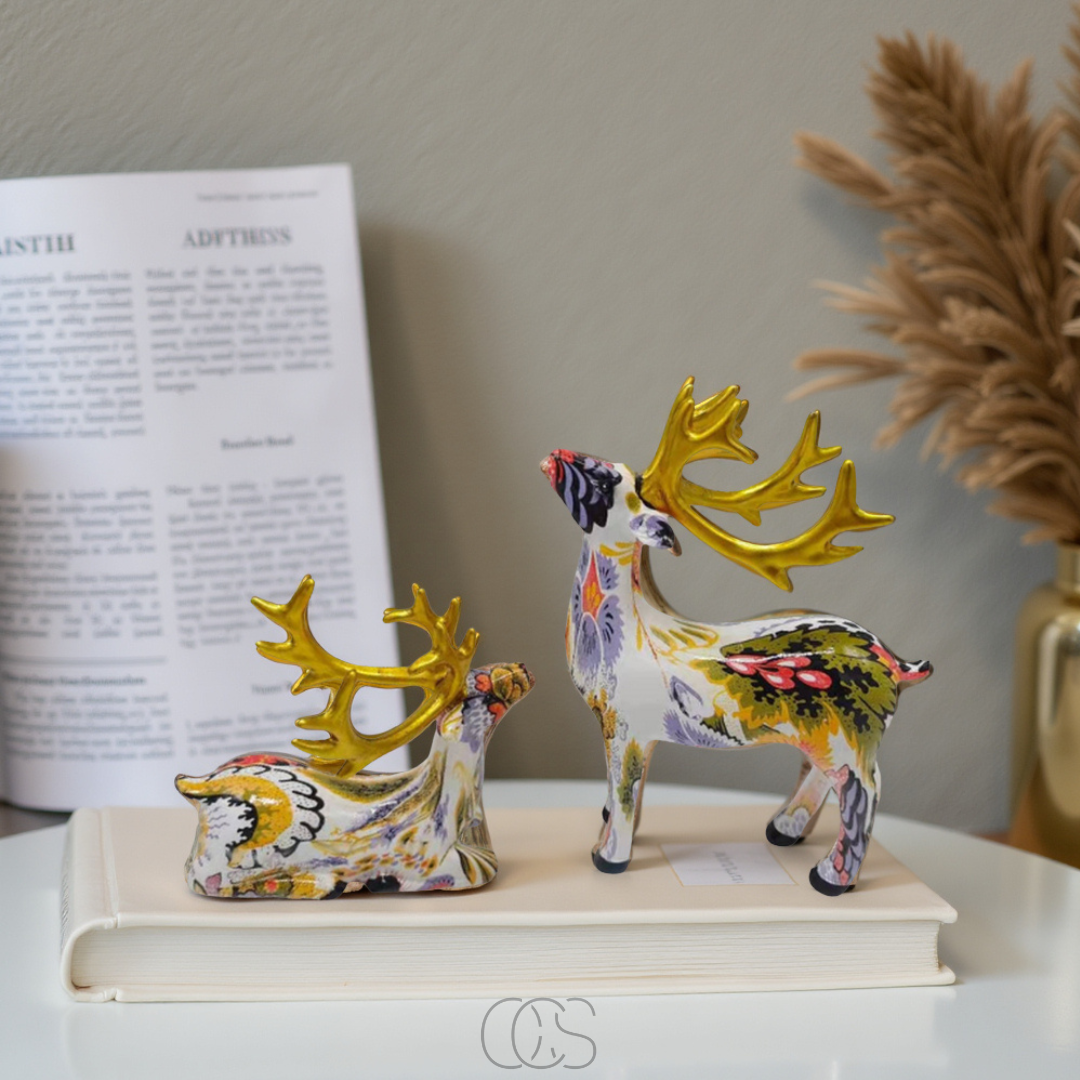 Anakre - Abstract Deer Sculpture - Decorative Table Sculpture in Resin