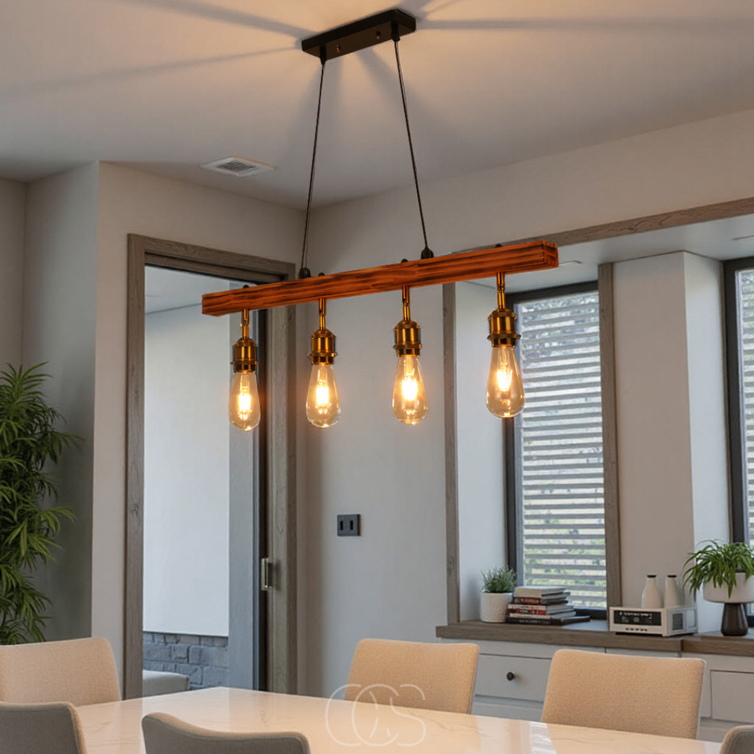 Anakre - Ceiling lamp 4 lights - multi-light ceiling lamp wood & metal