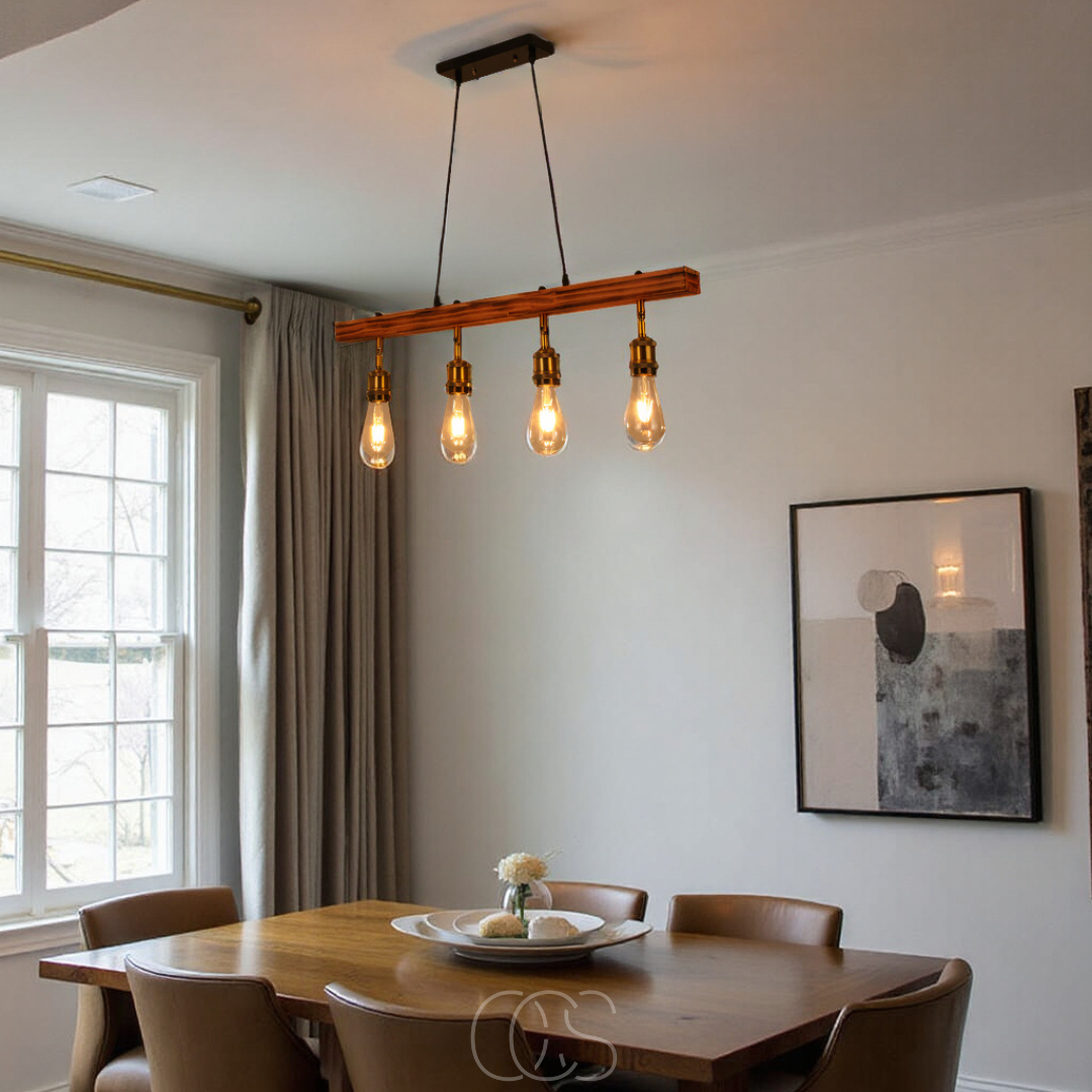 Anakre - Ceiling lamp 4 lights - multi-light ceiling lamp wood & metal