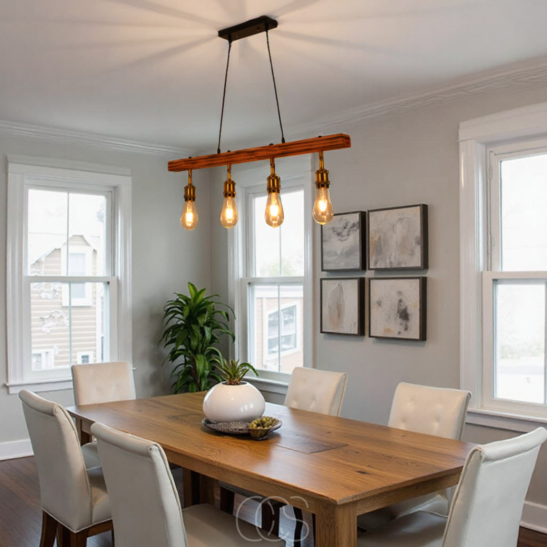 Anakre - Ceiling lamp 4 lights - multi-light ceiling lamp wood & metal
