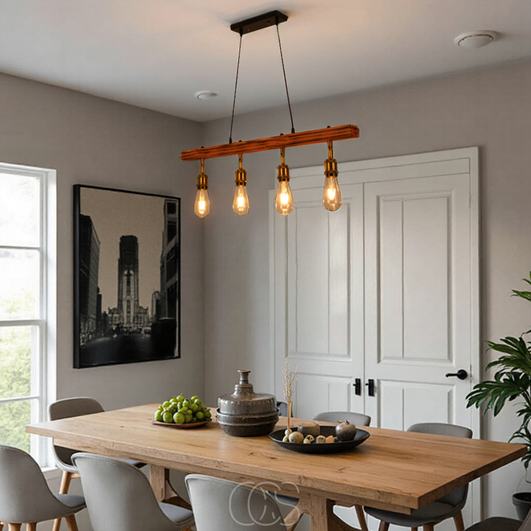 Anakre - Ceiling lamp 4 lights - multi-light ceiling lamp wood & metal