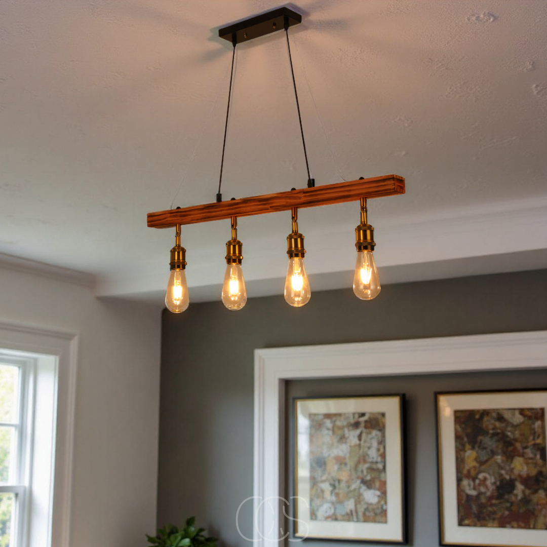 Anakre - Ceiling lamp 4 lights - multi-light ceiling lamp wood & metal