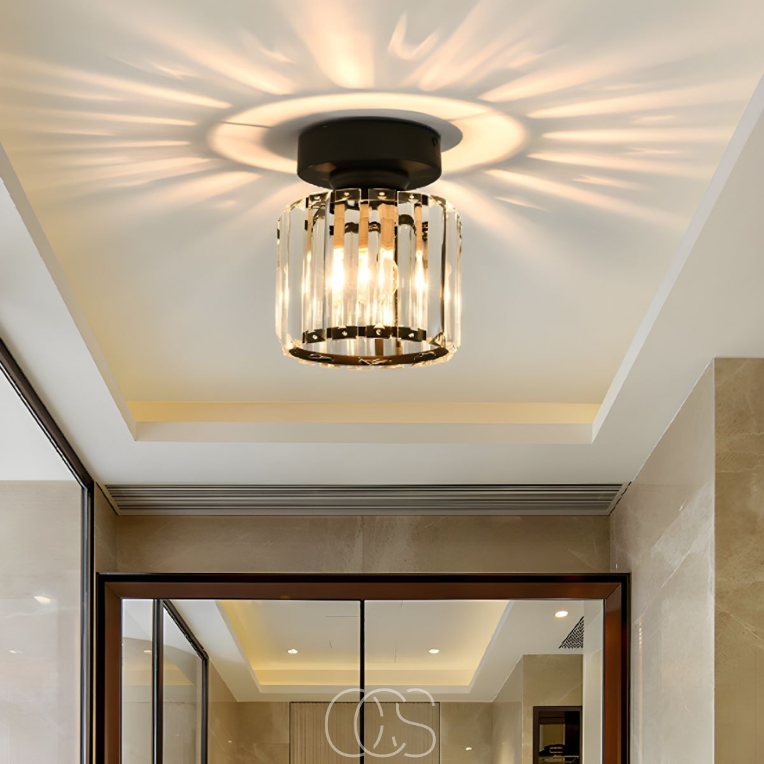 Anakre - Crystal ceiling lamp - Black Metal & K9 Crystal flush mount