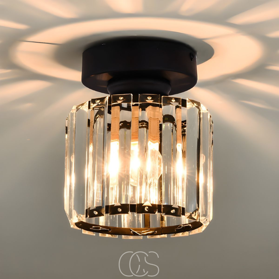 Anakre - Crystal ceiling lamp - Black Metal & K9 Crystal flush mount