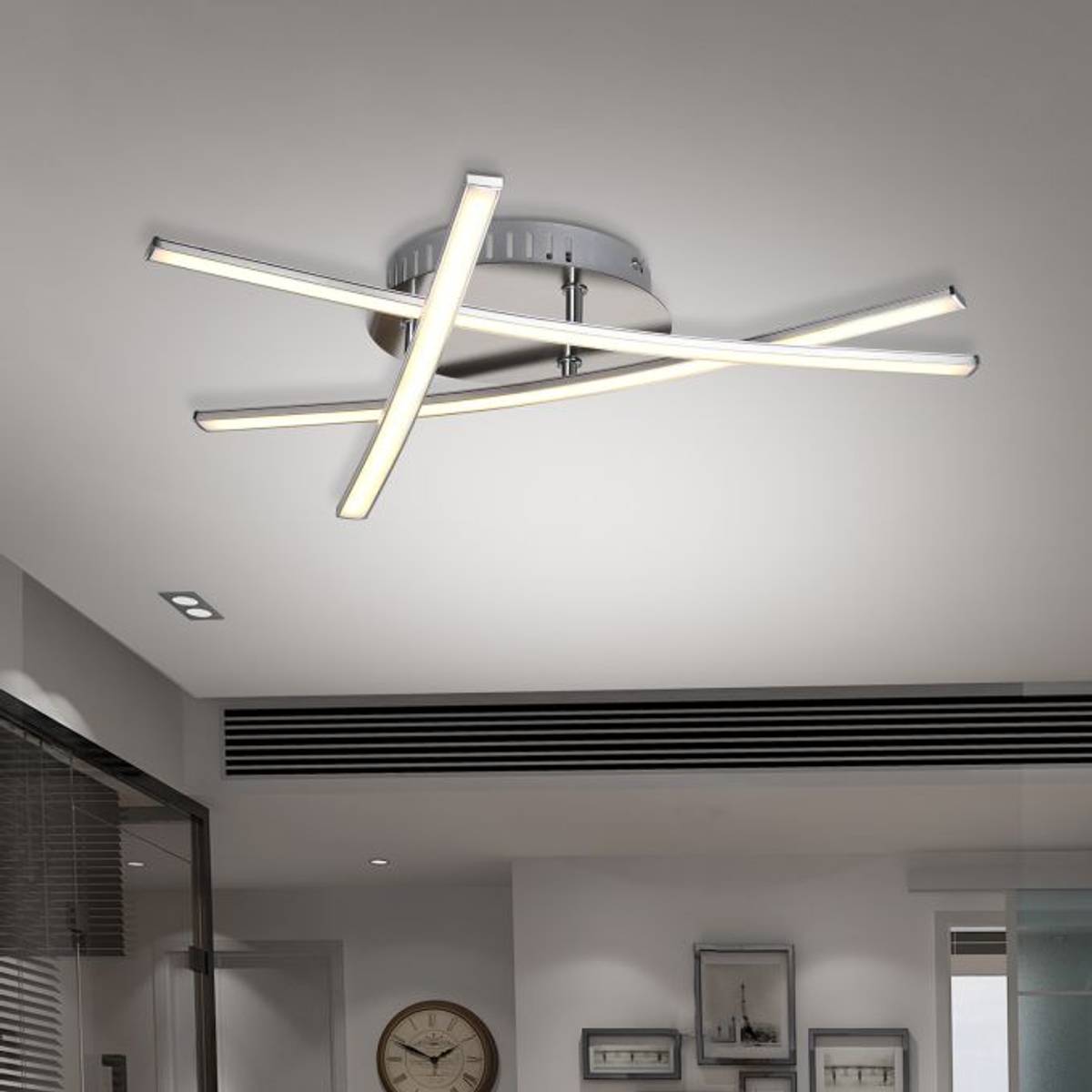 Anakre - Lampa sufitowa LED trójkątna - satynowy nikiel design lampy