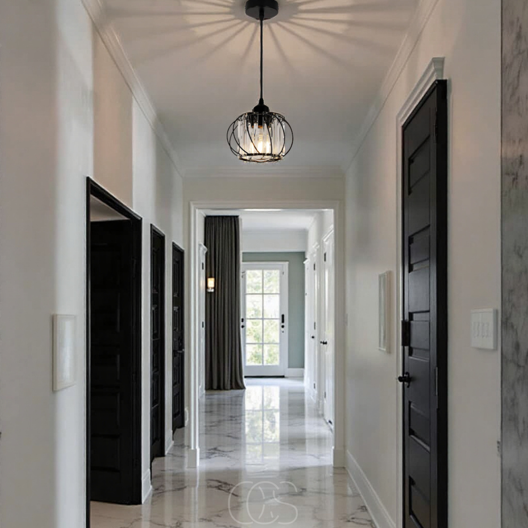 Anakre - Nordic Pendant Lamp with Spherical Glass - Black Design