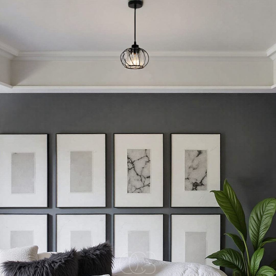 Anakre - Nordic Pendant Lamp with Spherical Glass - Black Design