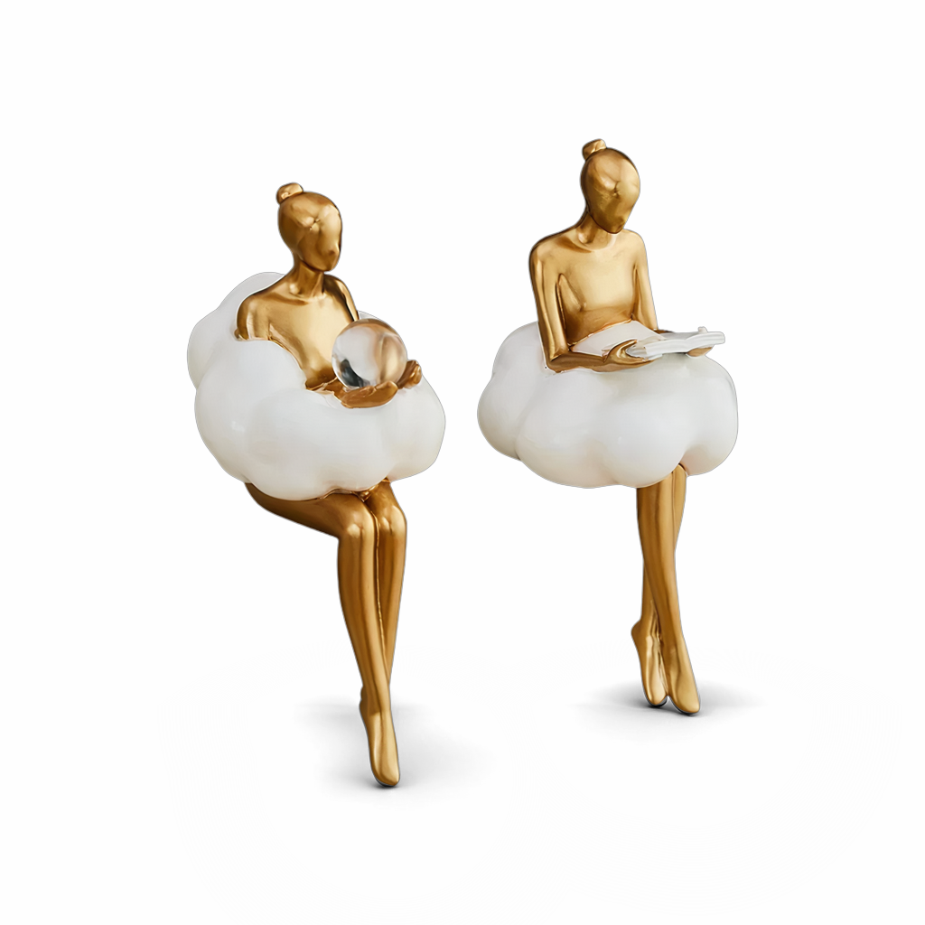 Anakre - Reading Woman on Cloud Sculpture - Resin Art Object