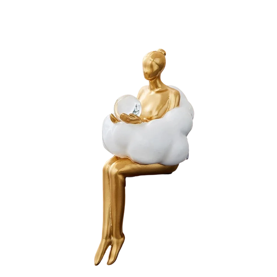 Anakre - Reading Woman on Cloud Sculpture - Resin Art Object