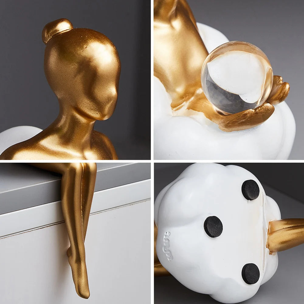 Anakre - Reading Woman on Cloud Sculpture - Resin Art Object