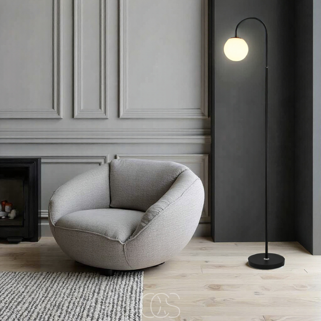 Anakre - Standing lamp with globe - Metal & Glass floor lamp