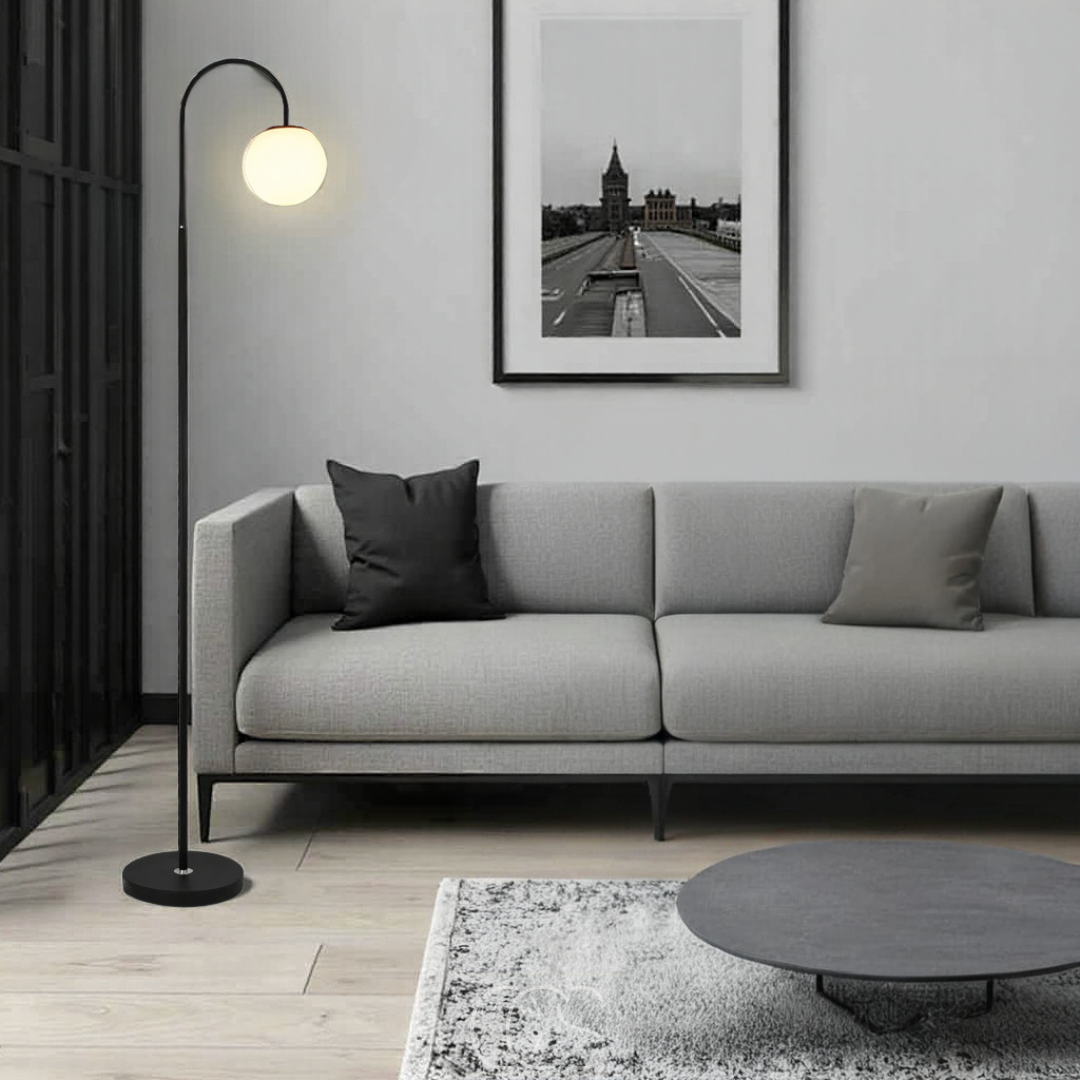 Anakre - Standing lamp with globe - Metal & Glass floor lamp