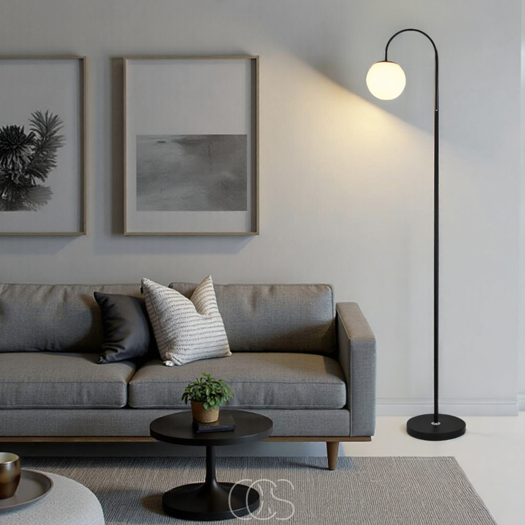 Anakre - Standing lamp with globe - Metal & Glass floor lamp