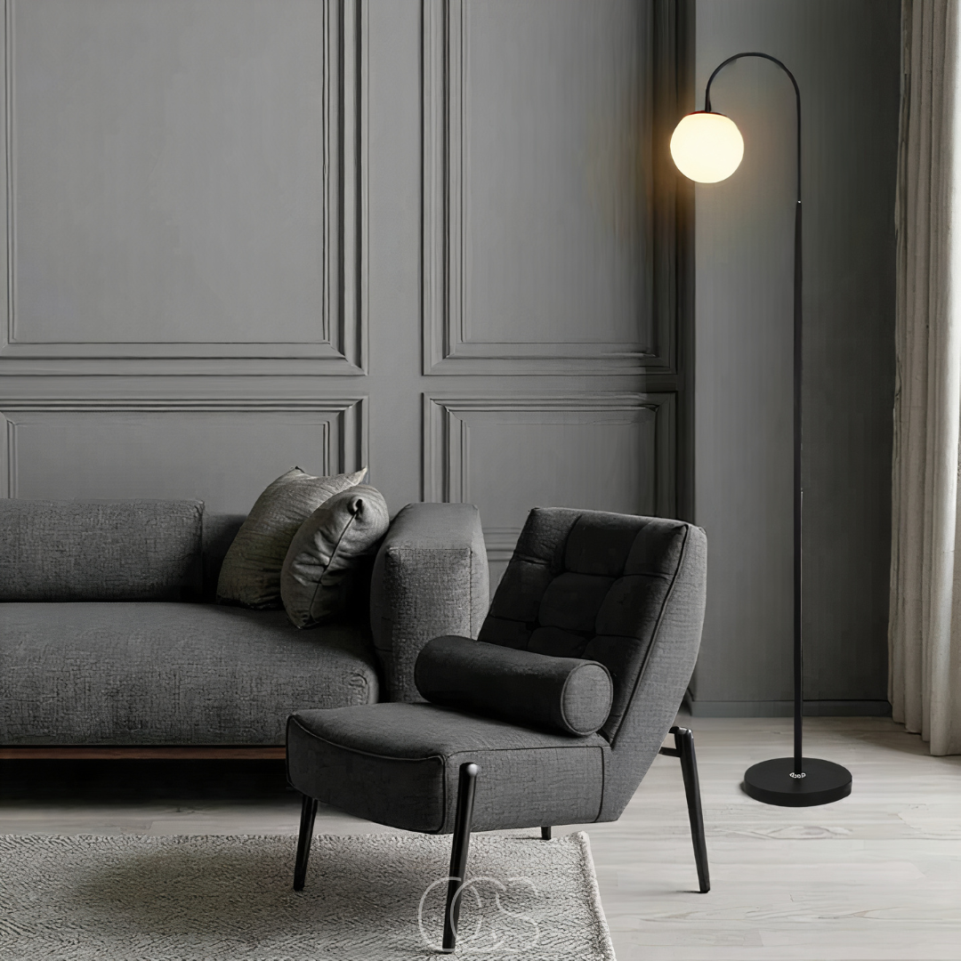 Anakre - Standing lamp with globe - Metal & Glass floor lamp