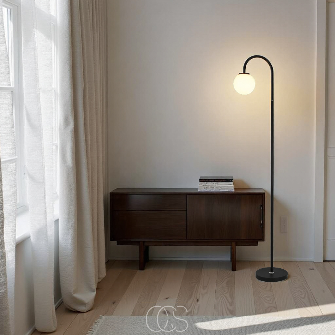 Anakre - Standing lamp with globe - Metal & Glass floor lamp