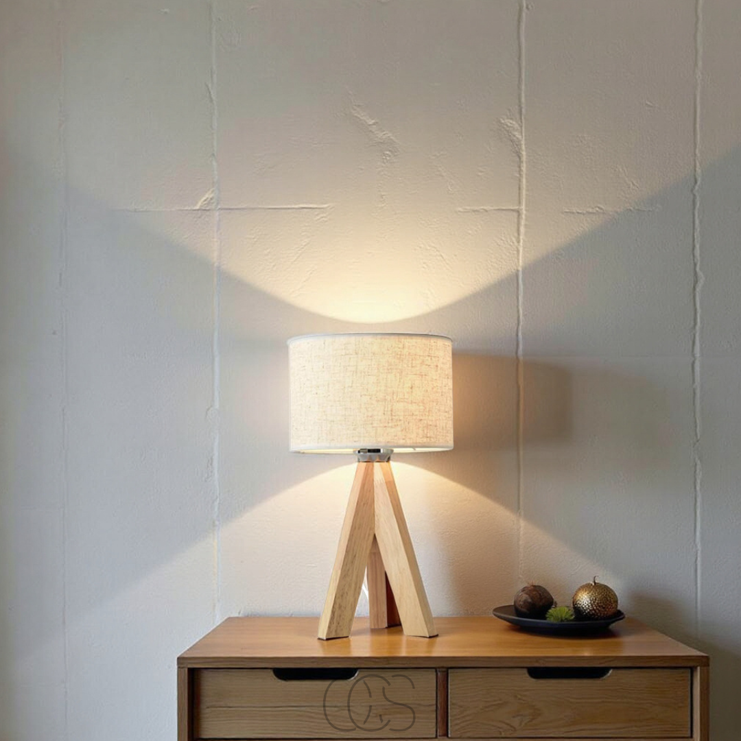 Anakre - Table Lamp - Natural Wood and Fabric Shade