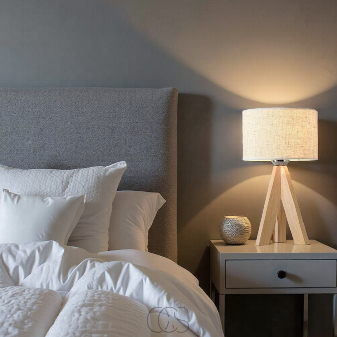 Anakre - Table Lamp - Natural Wood and Fabric Shade