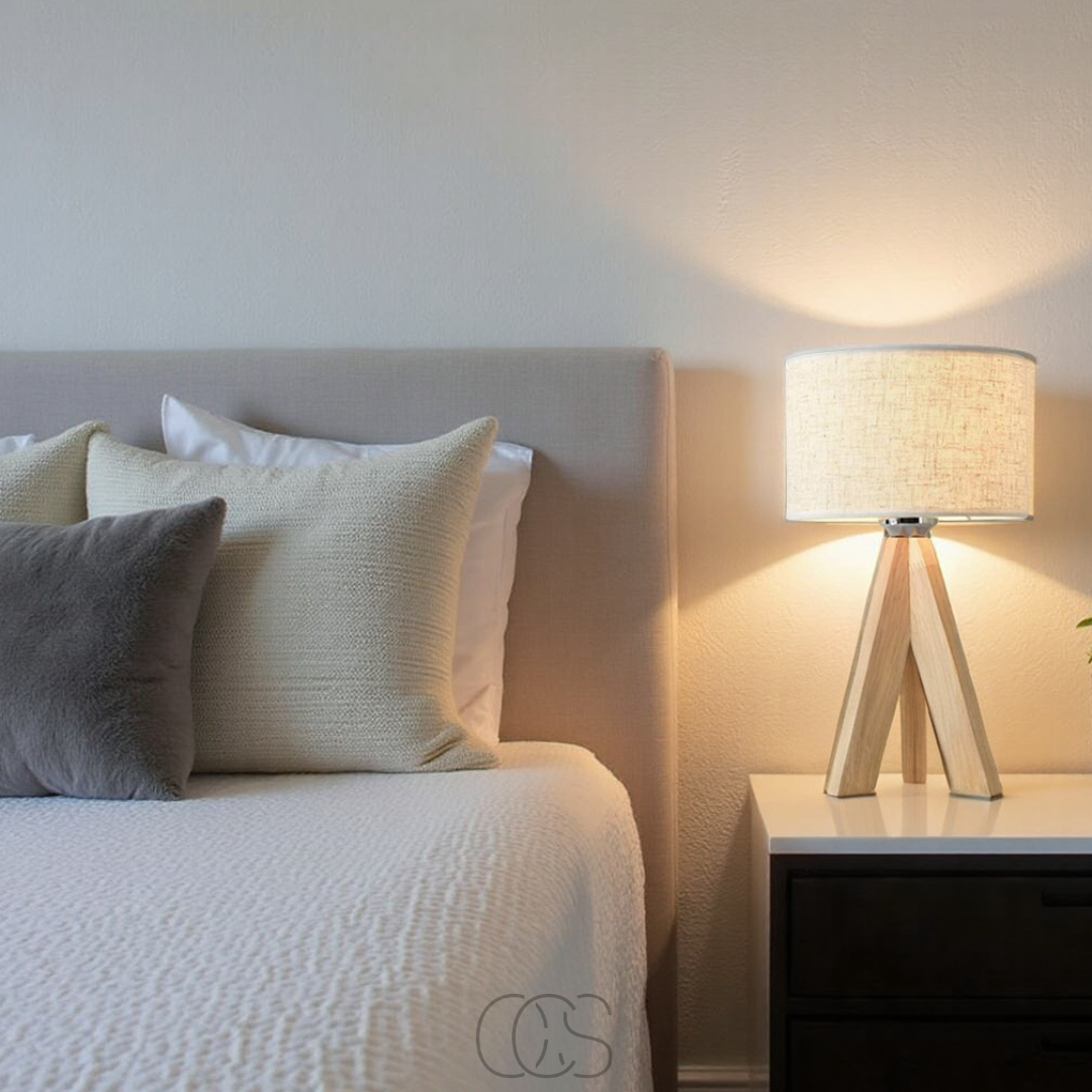 Anakre - Table Lamp - Natural Wood and Fabric Shade