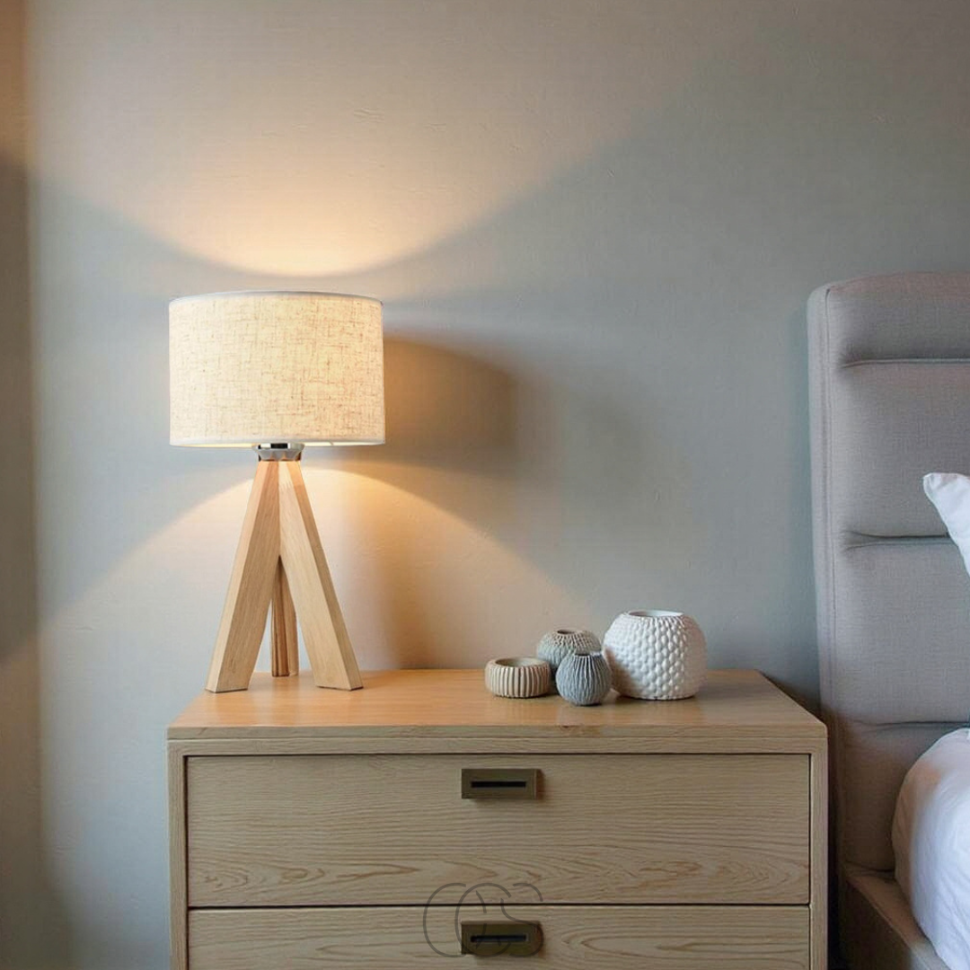 Anakre - Table Lamp - Natural Wood and Fabric Shade