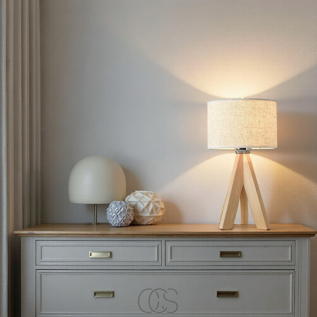 Anakre - Table Lamp - Natural Wood and Fabric Shade