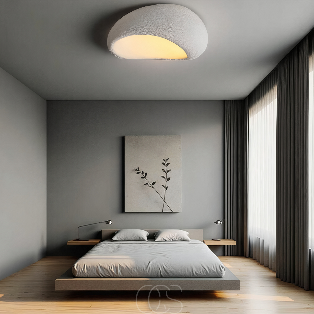 Anakre - Wabi-Sabi Fabric Ceiling Lamp - Polyform & Resin
