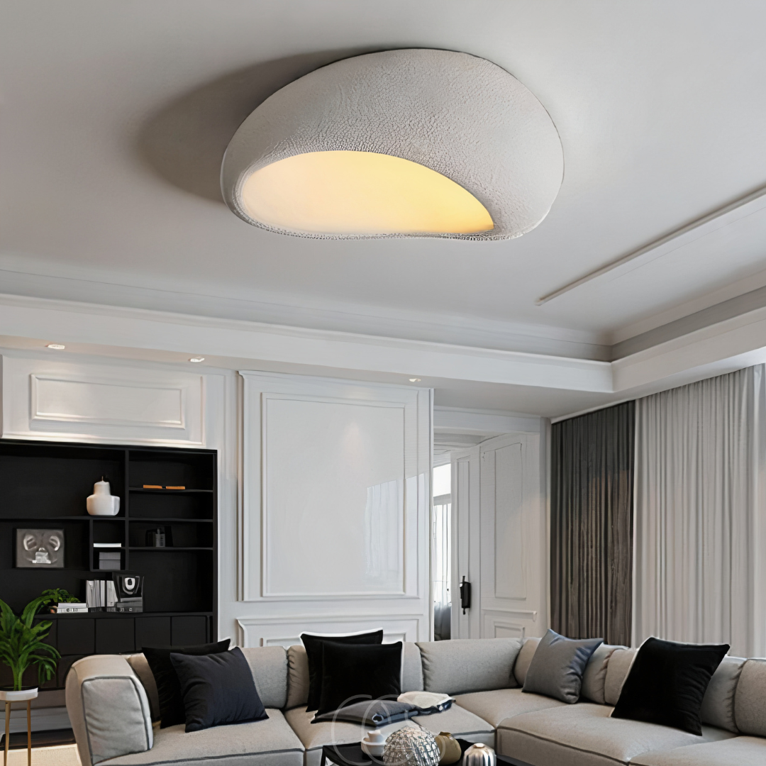 Anakre - Wabi-Sabi Fabric Ceiling Lamp - Polyform & Resin