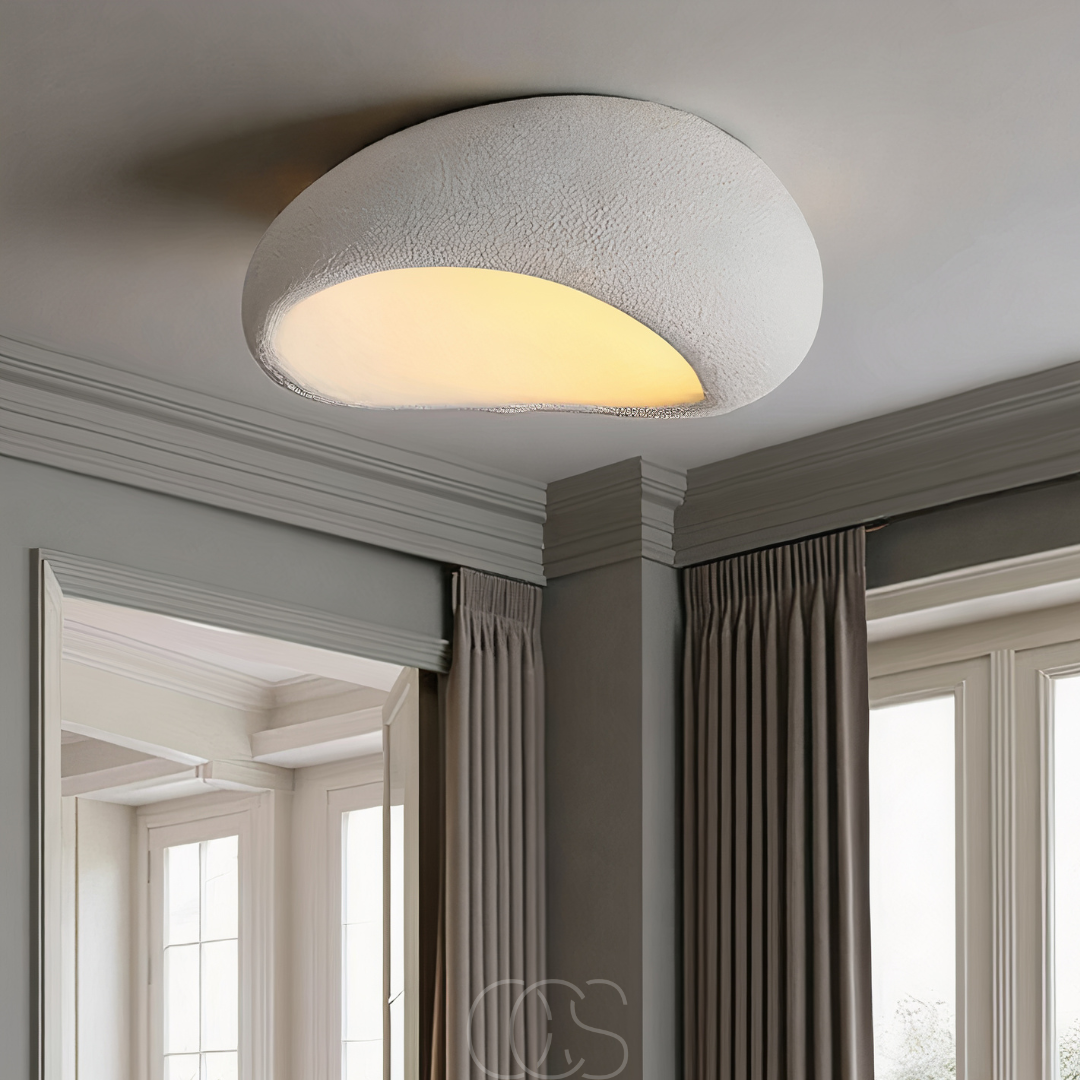 Anakre - Wabi-Sabi Fabric Ceiling Lamp - Polyform & Resin