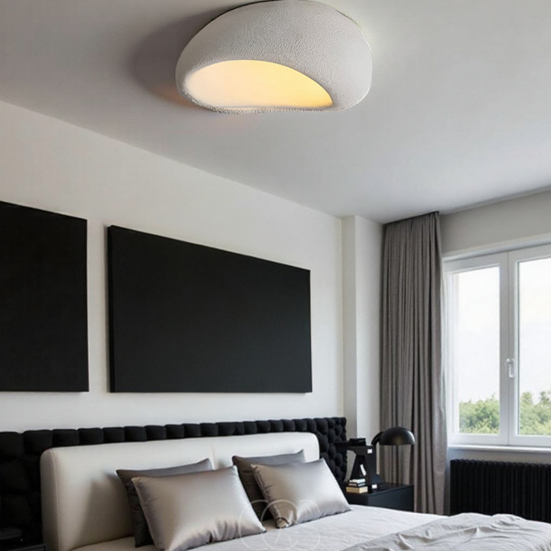 Anakre - Wabi-Sabi Fabric Ceiling Lamp - Polyform & Resin