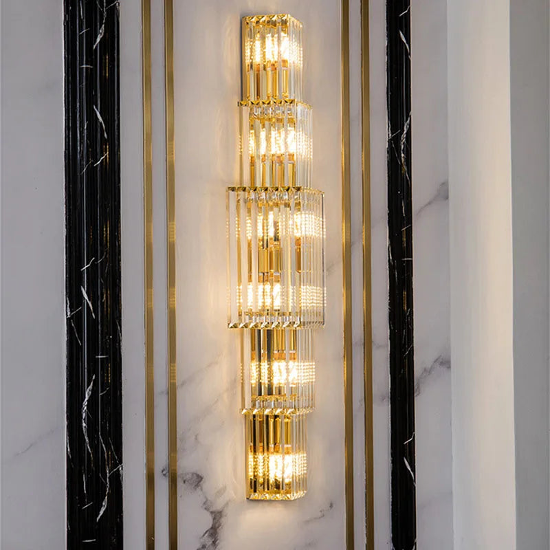 Aurelia Crystal Pillar Wall Lamp for Elegant Glow Accent