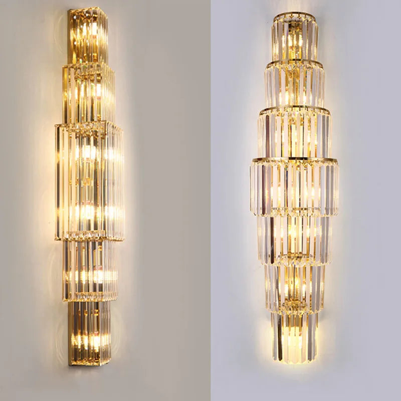 Aurelia Crystal Pillar Wall Lamp for Elegant Glow Accent