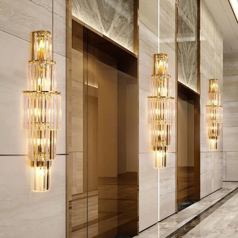 Aurelia Crystal Pillar Wall Lamp for Elegant Glow Accent