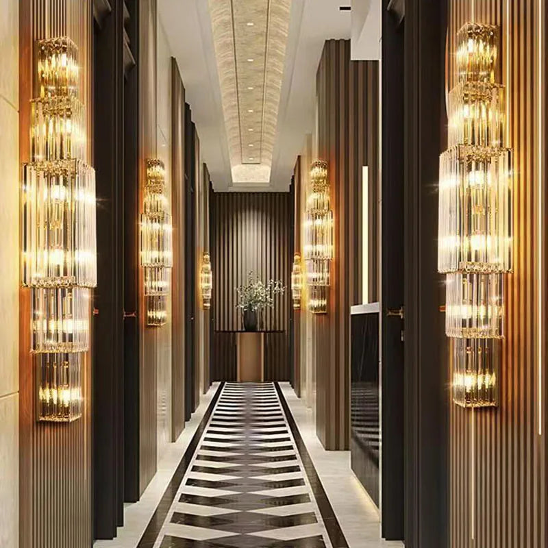 Aurelia Crystal Pillar Wall Lamp for Elegant Glow Accent