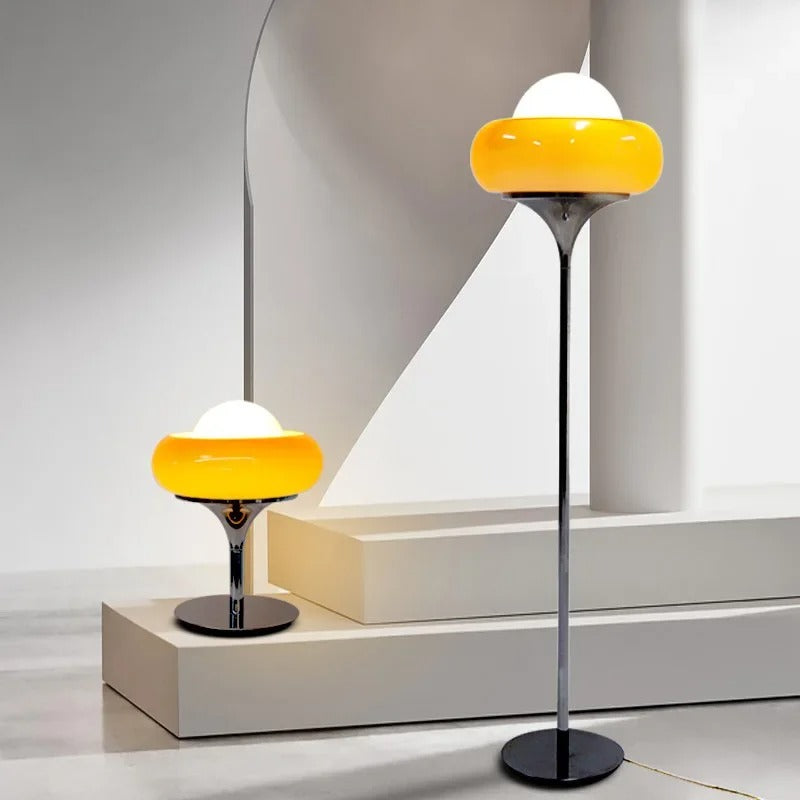 Aurea Egg Tart Table and Floor Lamp with Dimmable LED