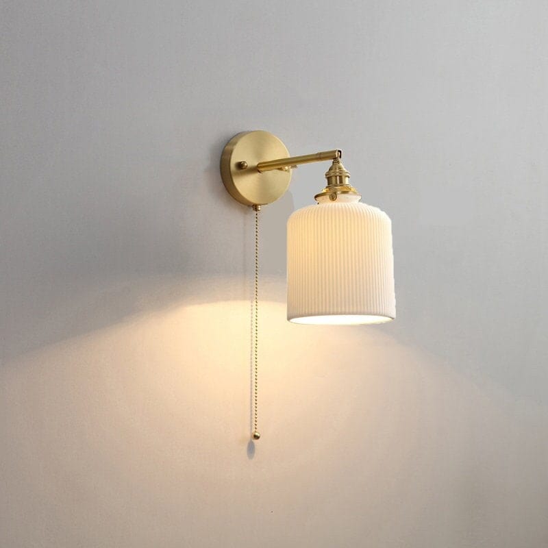 Ribbed Ceramic Lantern Wall Light Cylinder Bulb Included