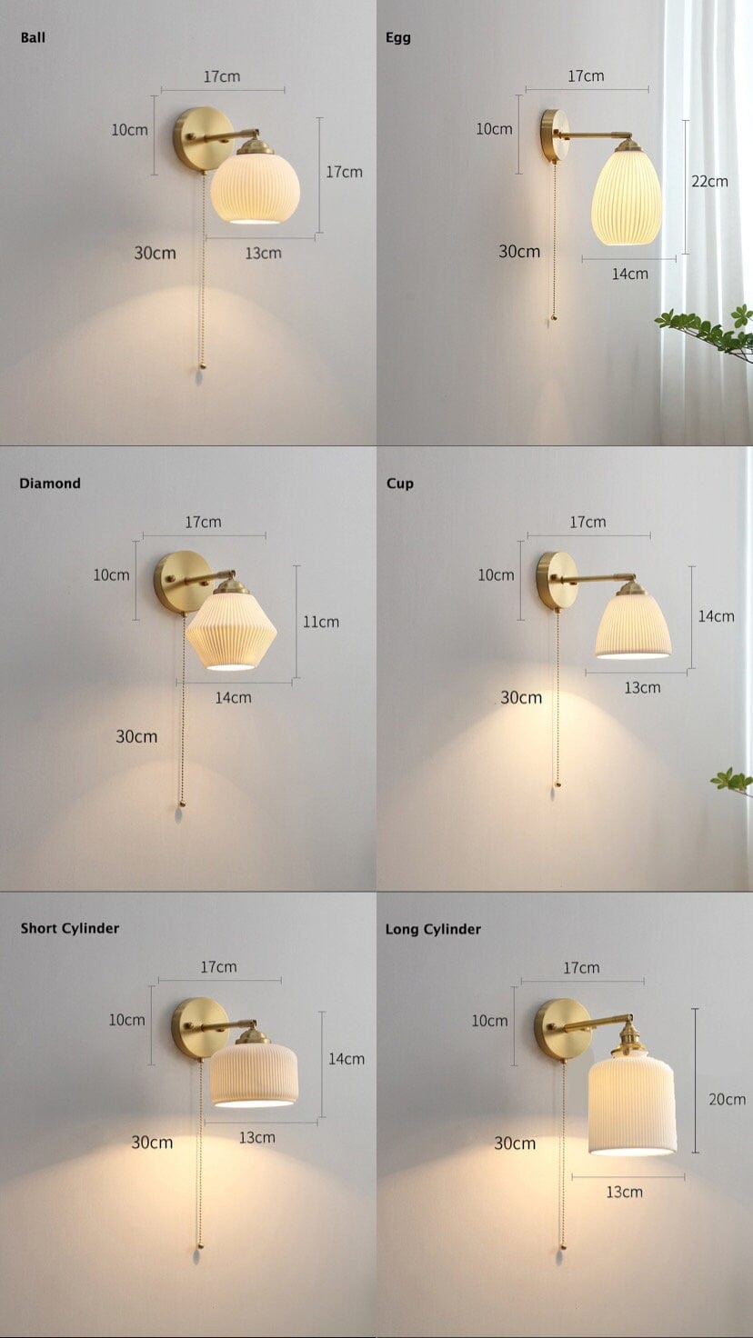 Ribbed Ceramic Lantern Wall Light Cylinder Bulb Included