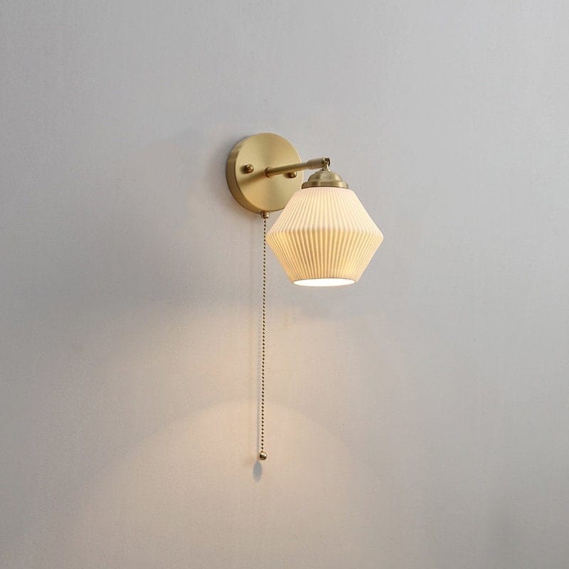 Ribbed Ceramic Lantern Wall Light Cylinder Bulb Included