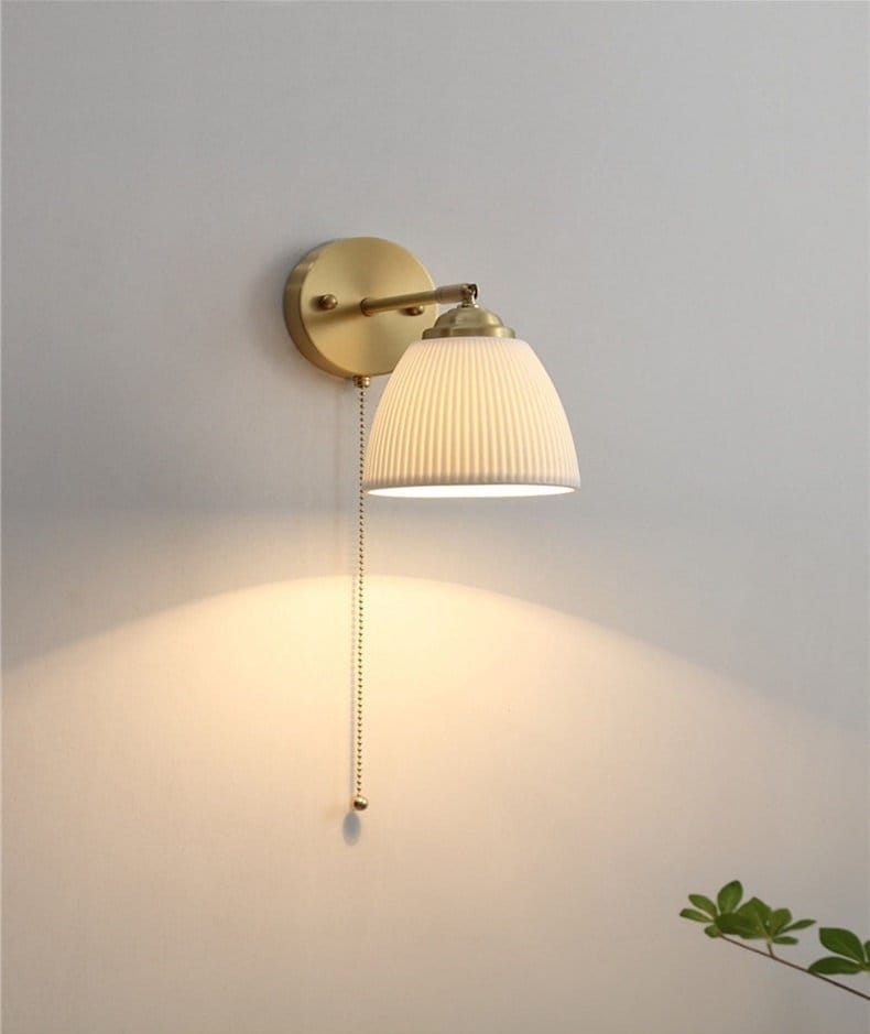 Ribbed Ceramic Lantern Wall Light Cylinder Bulb Included