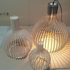 Nordic Wood Cage Pendant Light with Adjustable Cord