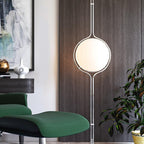 LumenCrest Floor-to-Ceiling Lamp with Beige Half-Globes