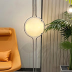 LumenCrest Floor-to-Ceiling Lamp with Beige Half-Globes