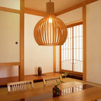 Nordic Wood Cage Pendant Light with Adjustable Cord