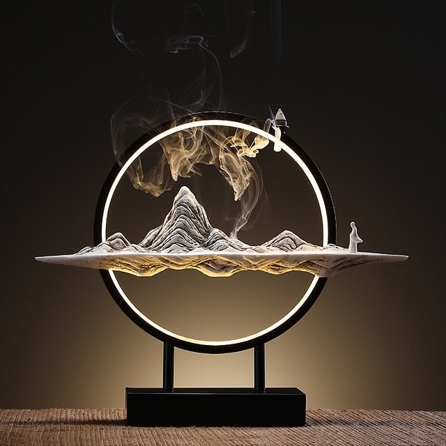Alpine Glow Incense Lamp USB Powered Mountain Scene