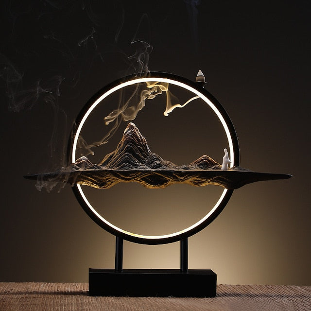 Alpine Glow Incense Lamp USB Powered Mountain Scene