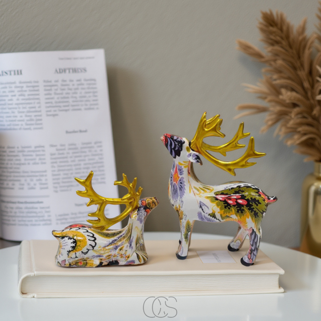 Anakre - Abstract Deer Sculpture - Decorative Table Sculpture in Resin