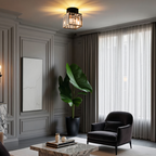 Anakre - Crystal ceiling lamp - Black Metal & K9 Crystal flush mount