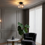 Anakre - Crystal ceiling lamp - Black Metal & K9 Crystal flush mount
