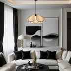 Anakre - Flower-shaped Rattan Pendant Lamp with Black Accents